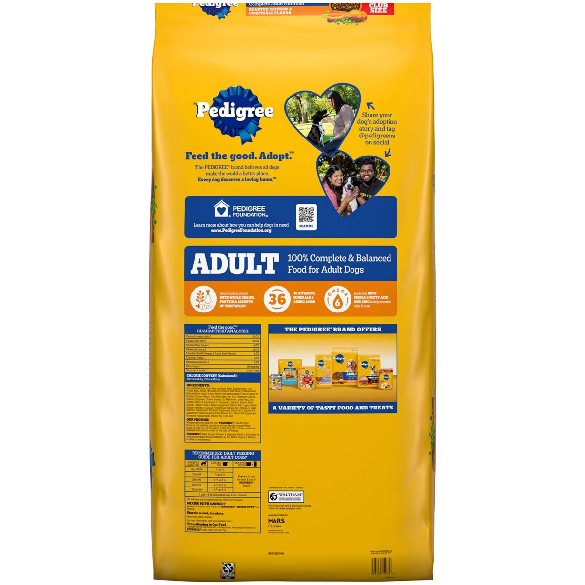 Pedigree Roasted Chicken and Vegetable, Adult Dry Dog Food, 50 lbs.