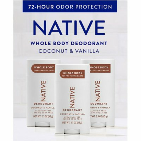 Lăn Khử Mùi Native Whole Body Deodorant Stick Hương Dừa & Vani - Hộp 3 Thanh