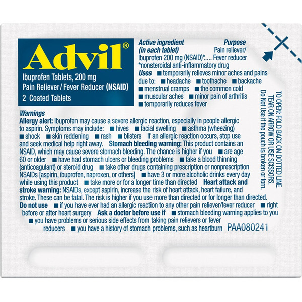 Viên Uống Giảm Đau Hạ Sốt Advil - Hộp 50 Gói x 2 Viên
