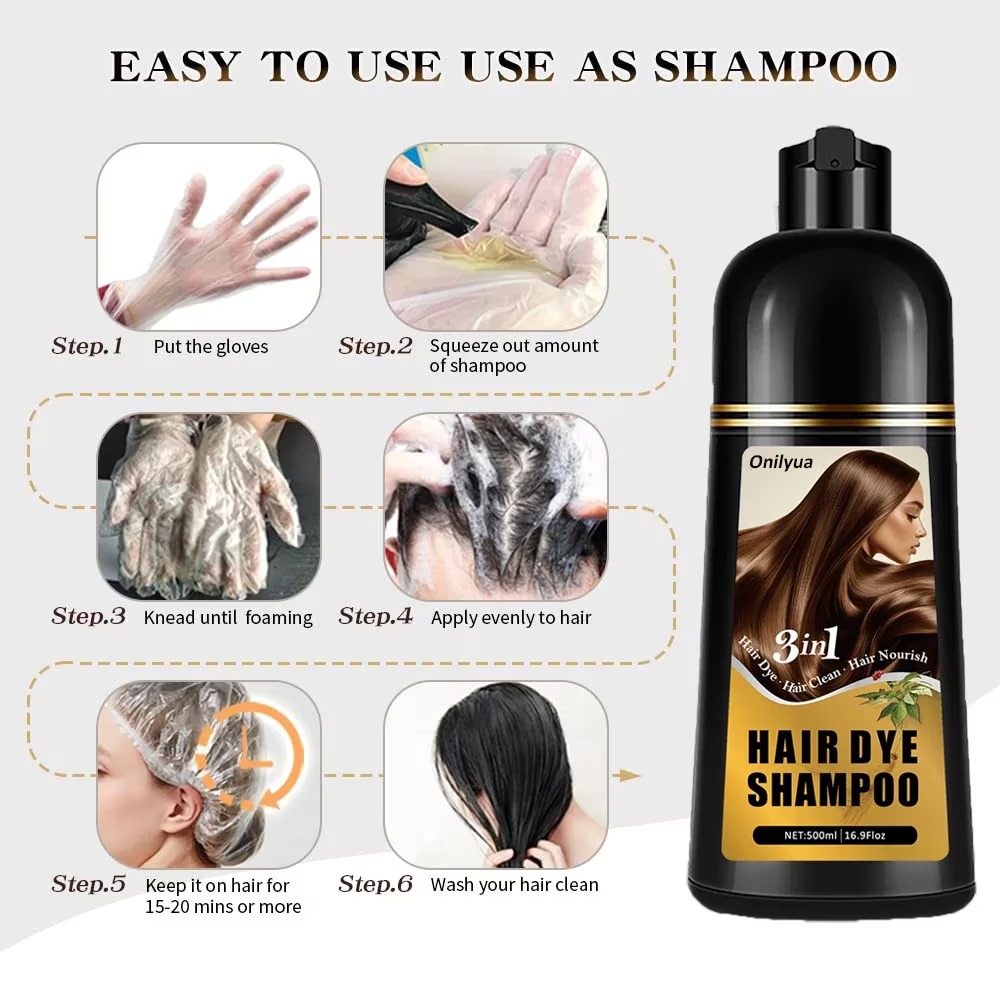 Dầu Gội Nhuộm Tóc 3 trong 1 Màu Nâu Nhạt Onilyua 3in1 Hair Dye Shampoo Light Brown  – Chai 500 Ml