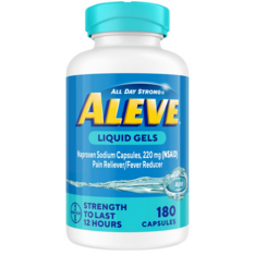 Viên Uống Giảm Đau Và Hạ Sốt Aleve Naproxen Sodium 220mg Liquid Gel Capsules – Hộp 180 Viên