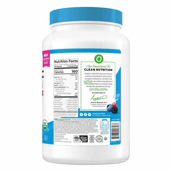 Bột Protein Thực Vật Orgain Organic Protein & Superfoods Hương Vanilla Bean – Hộp 1224g