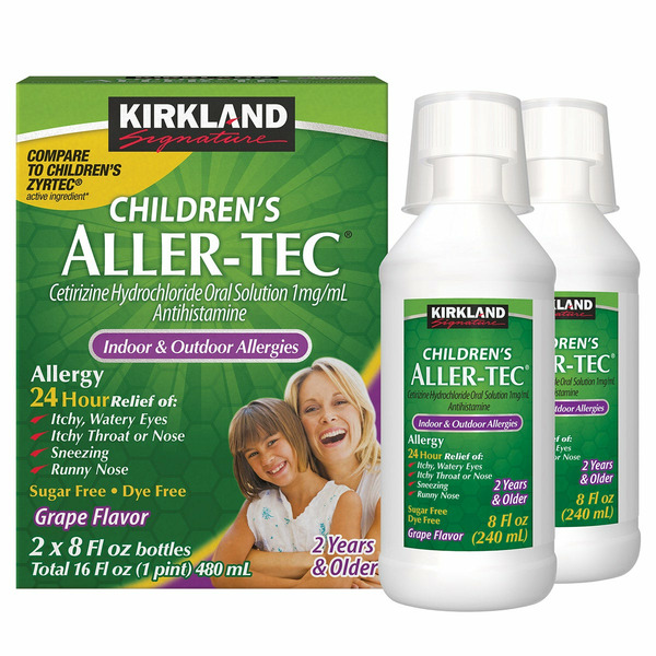Siro Hỗ Trợ Giảm Dị Ứng Ở Trẻ Em Kirkland Signature Children’s Aller-Tec – Set 2 Chai x 8 Oz