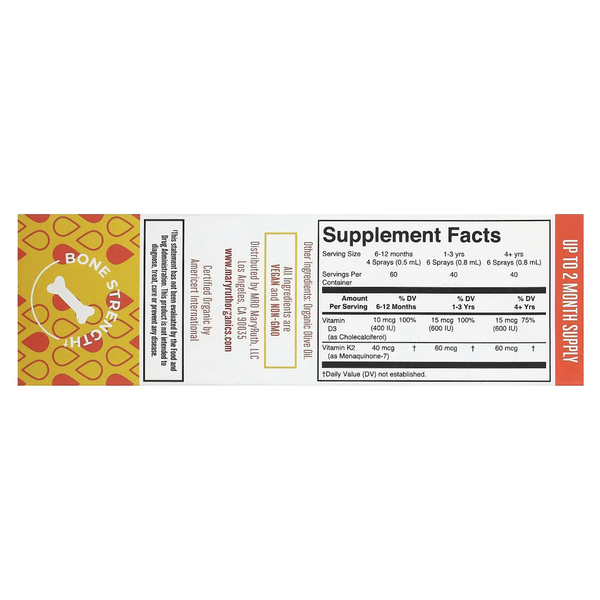 Chai Xịt MaryRuth’s Vegan Vitamin D3 + K2 Liquid Spray – Chai 1 Oz 