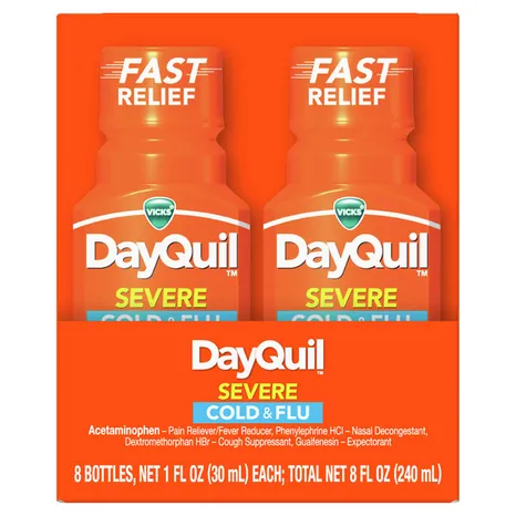 Dung Dịch Uống Hỗ Trợ Giảm Triệu Chứng Cảm Lạnh & Cảm Cúm Ban Ngày Vicks DayQuil Severe Cold & Flu Daytime Relief Original - Set 8 Chai 30ml