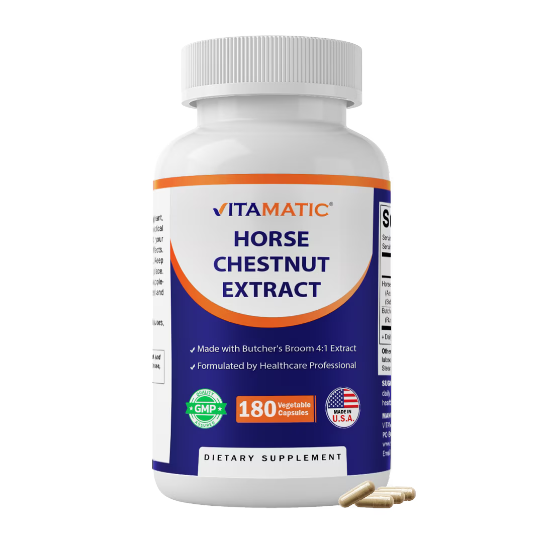Viên Uống Hỗ Trợ Tĩnh Mạnh & Tuần Hoàn Máu Vitamatic Horse Chestnut Extract 700mg & Butcher's Broom Extract 300mg – Hộp 180 Viên