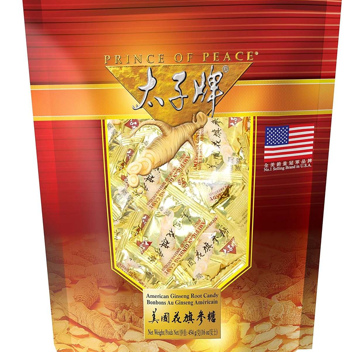 Kẹo Nhân Sâm Mỹ Prince of Peace American Ginseng Root Candy – Túi 454g