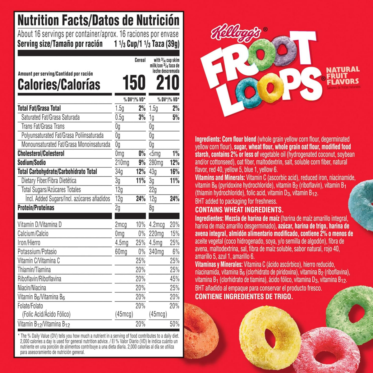 Ngũ Cốc Ăn Sáng Vị Trái Cây Kellogg’s Froot Loops Breakfast Cereal – Hộp 23 Oz