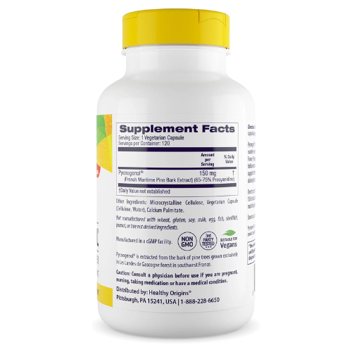Viên Uống Hỗ Trợ Tim Mạch Và Chống Oxy Hóa Healthy Origins Pycnogenol 150mg – Hộp 120 Viên