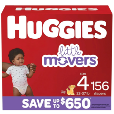 Tã Huggies Little Movers Baby Diapers Size 4 Cho Bé 10-17kg - Gói 156 Miếng