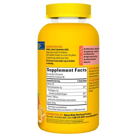 Kẹo Dẻo Bổ Sung Vitamin C Nature Made Extra Strength 500 mg – Hộp 180 Viên