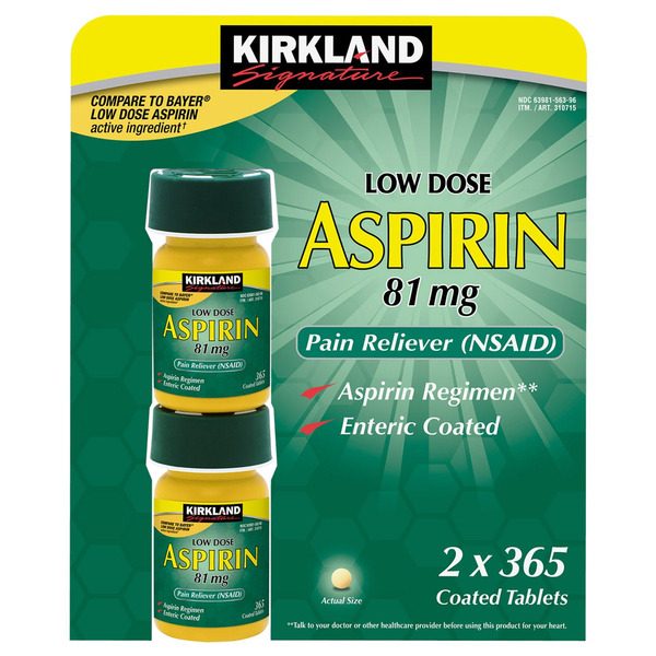 Viên Uống Hỗ Trợ Tim Mạch Kirkland Signature Aspirin Low Dose 81 mg – Set 2 Hộp x 365 viên
