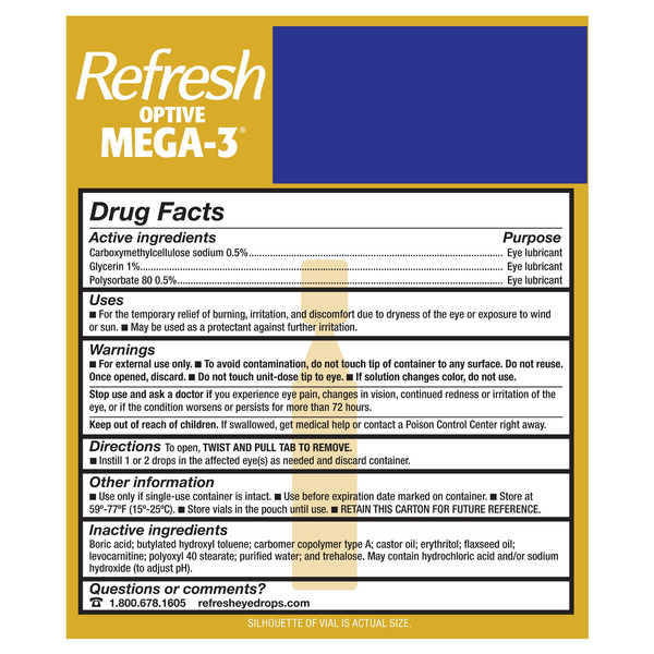 Thuốc Nhỏ Mắt Refresh Optive Mega-3 Lubricant Eye Drops Preservative-Free – Hộp 70 Ống x 0.01 Oz