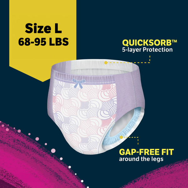 Goodnites Girls' Nighttime Bedwetting Underwear, Size Large (68-95 lbs) 58 ct