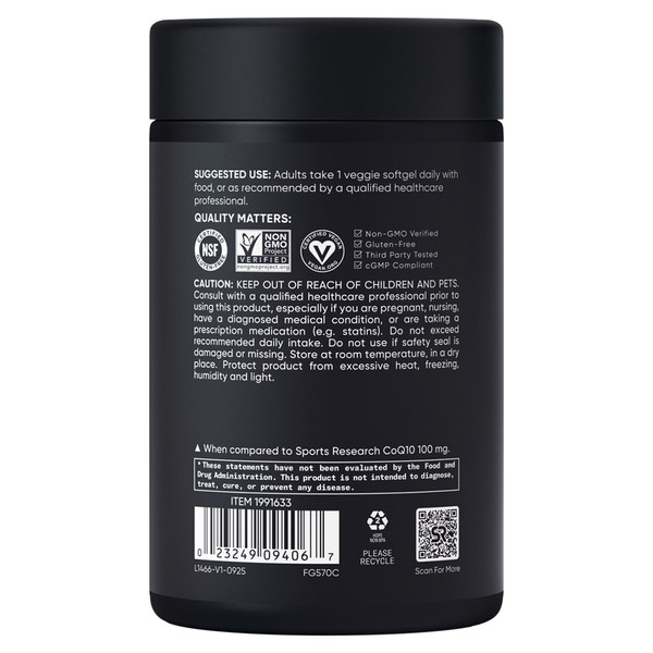 Viên Uống Hỗ Trợ Tim Mạch Sports Research CoQ10 200 mg – Hộp 150 Viên