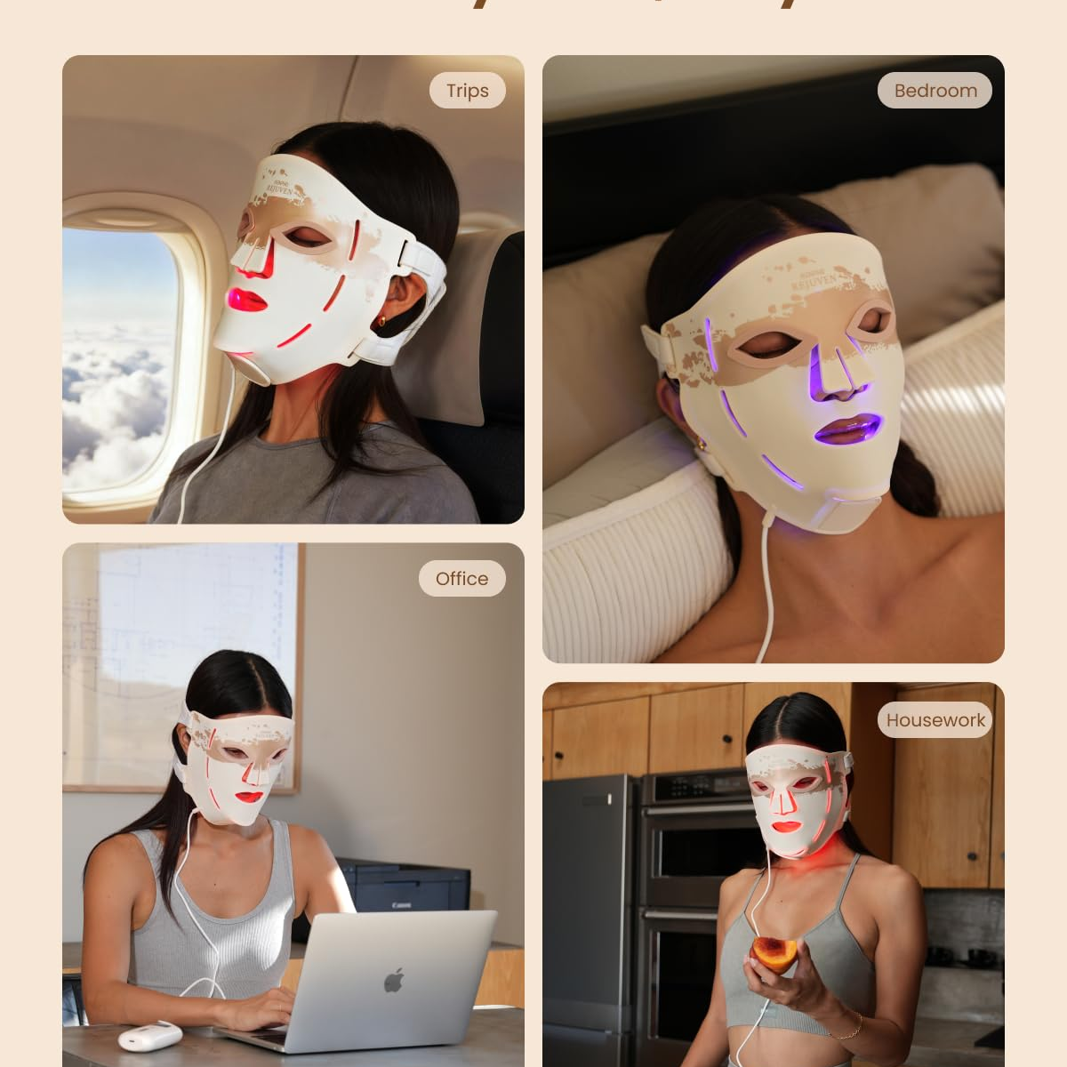 RENPHO 4D Red Light Therapy Mask for Face – Mặt Nạ Ánh Sáng Đỏ LED 324 Bóng