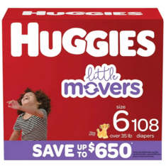 Tã Huggies Little Movers Baby Diapers Size 6 Cho Bé Từ 15kg - Gói 108 Miếng