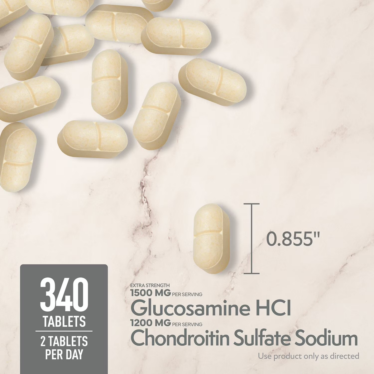 Viên Uống Hỗ Trợ Xương Khớp Member's Mark Triple Strength Glucosamine 1500mg & Chondroitin 1200mg – Hộp 340 Viên