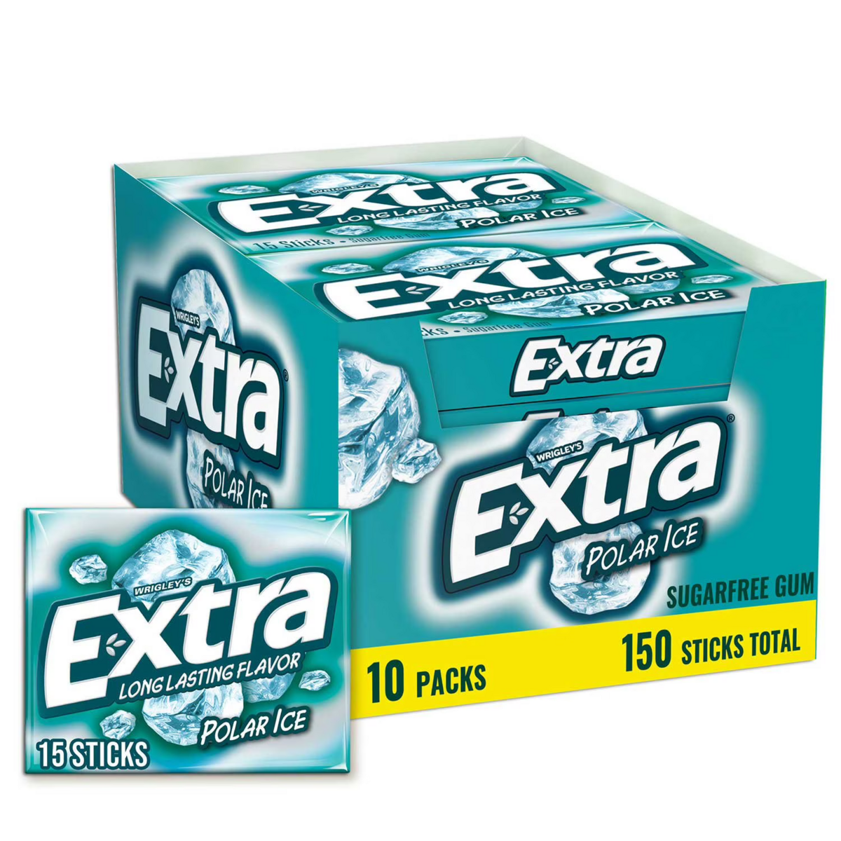 Kẹo Cao Su Không Đường Hương Bạc Hà Extra Polar Ice Sugar Free Chewing Gum 150 Viên – Hộp 15 Vỉ x 10 Viên
