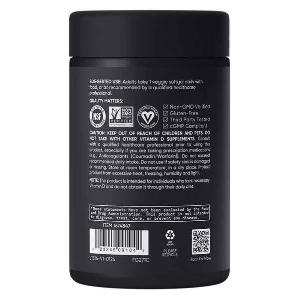 Viên Uống Bổ Sung Vitamin D3 + K2 Sports Research - Hộp 160 Viên