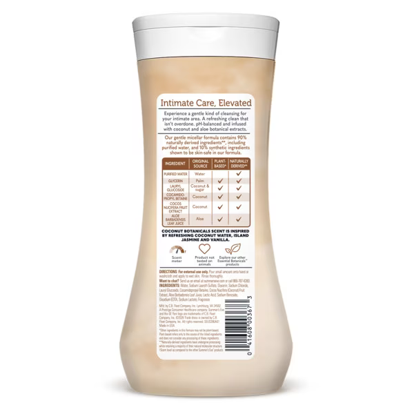 Dung Dịch Vệ Sinh Phụ Nữ Summer’s Eve Essential Botanicals Coconut & Aloe Daily Feminine Wash Chiết Xuất Dừa & Lô Hội – Chai 444ml