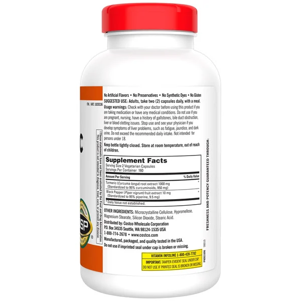Viên Uống Kirkland Signature Turmeric 1000 mg – Hộp 320 Viên