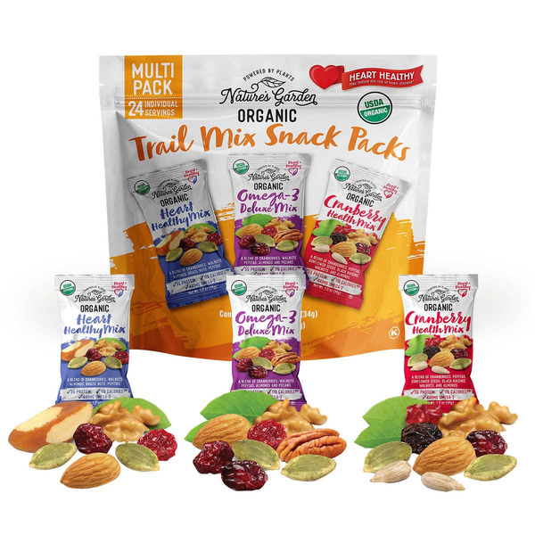 Gói Snack Đa Dạng Nature's Garden Organic Trail Mix Snack Packs – Hộp 24 Gói