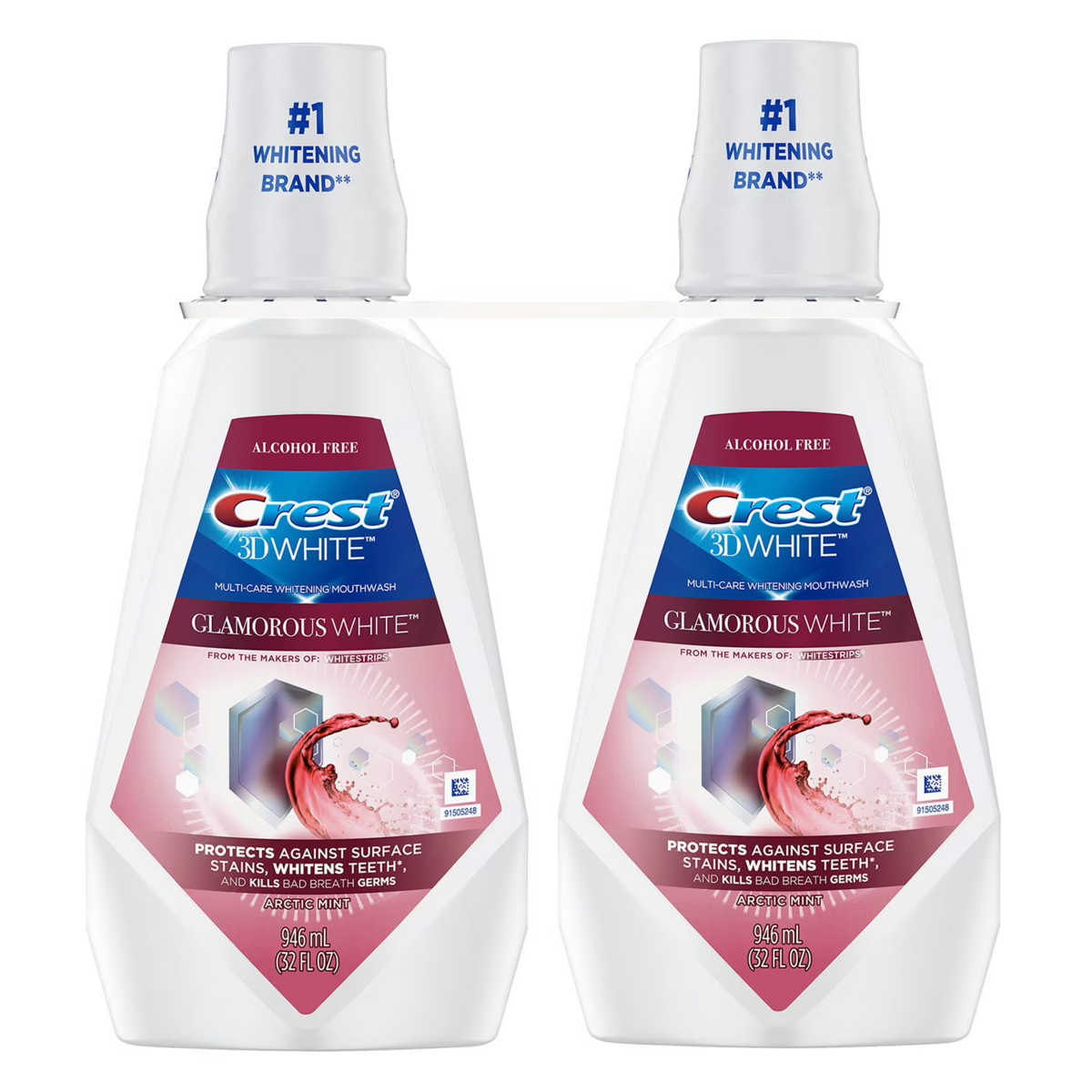 Nước Súc Miệng Crest 3D White Glamorous White - 2 chai X 946ml