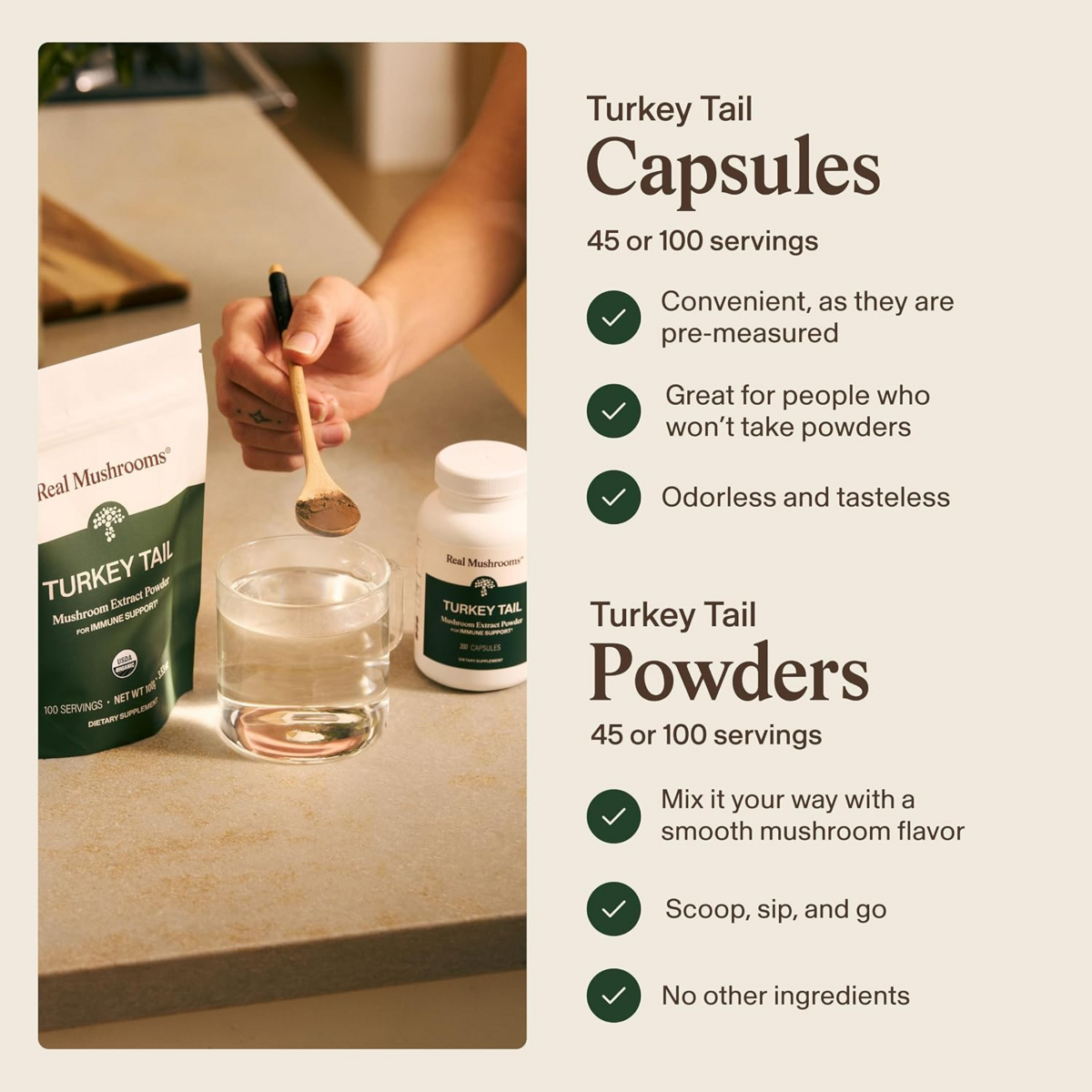 Viên Uống Chiết Xuất Nấm Vân Chi Hữu Cơ Real Mushrooms Organic Turkey Tail Capsules – Hộp 200 viên