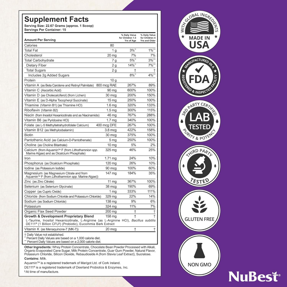 Bột Protein Vị Socola NuBest Tall Growth Protein Powder Chocolate – Hộp 12 Oz