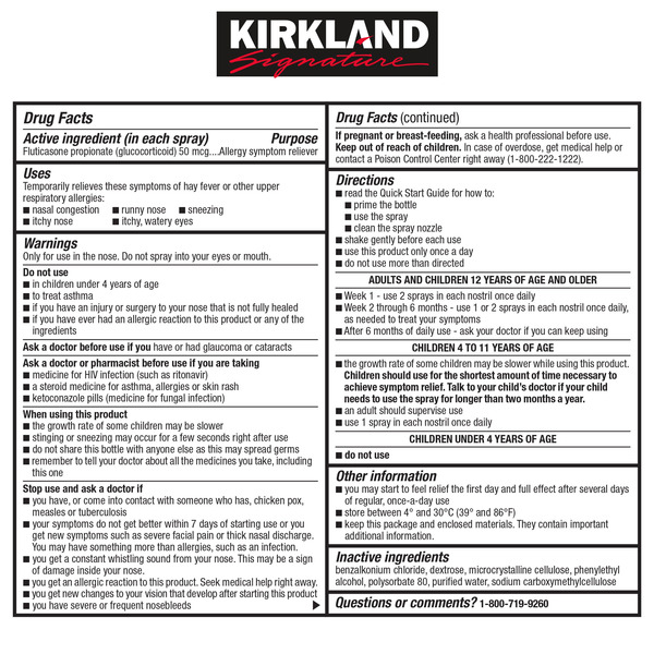 Chai Xịt Hỗ Trợ Giảm Dị Ứng Kirkland Signature Aller-Flo Allergy Symptoms Reliever – Set 5 Chai