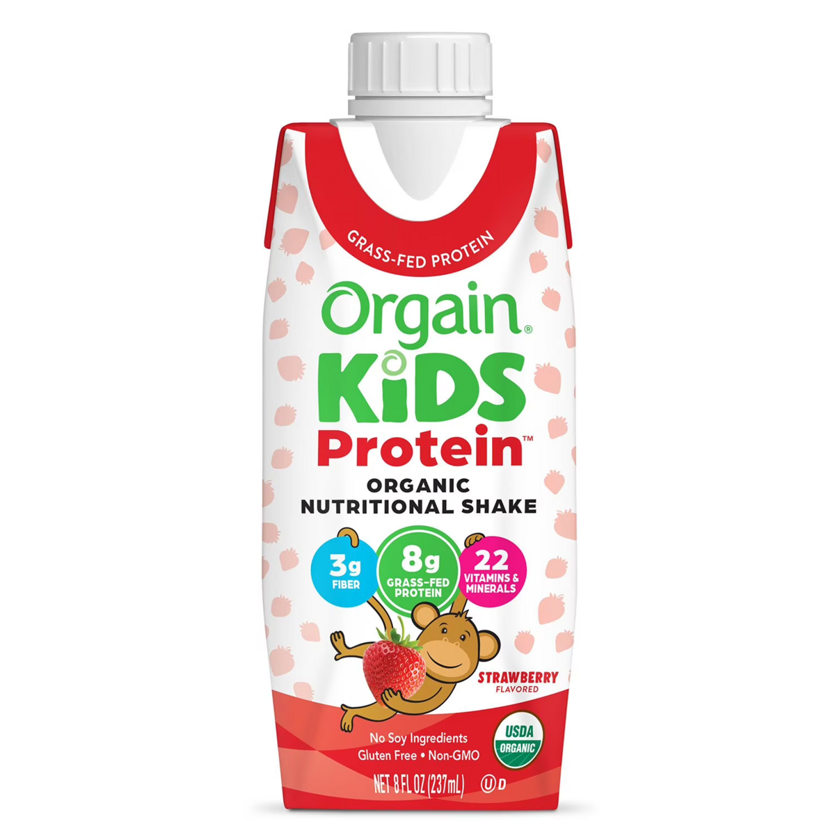 Sữa Dinh Dưỡng Hữu Cơ Vị Dâu Orgain Kids Organic Nutritional Shake Strawberry – Thùng 18 Chai x 8 Oz