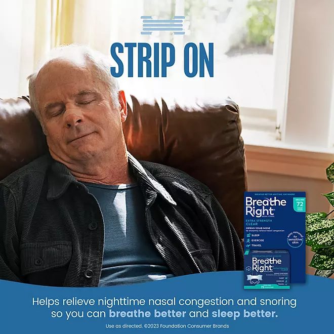 Miếng Dán Hỗ Trợ Thông Mũi & Giảm Nghẹt Mũi Breathe Right Clear – Hộp 72 Miếng