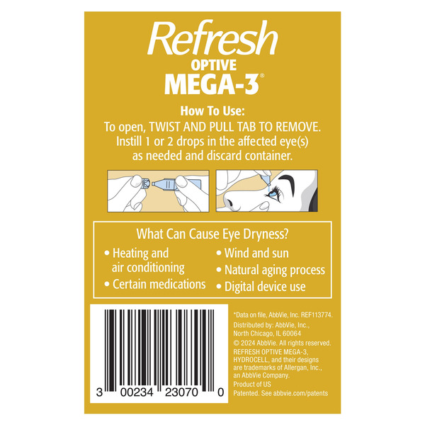 Thuốc Nhỏ Mắt Refresh Optive Mega-3 Lubricant Eye Drops Preservative-Free – Hộp 70 Ống x 0.01 Oz