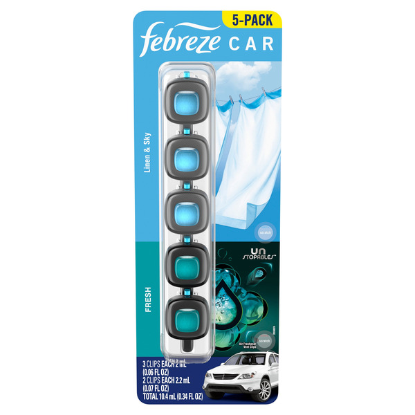 Kẹp Thơm Cửa Gió Ô Tô Febreze Car Vent Clip Hương Amber – Set 10 Chiếc