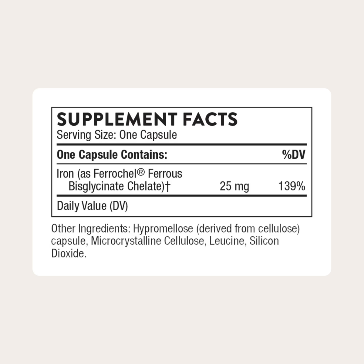 Viên Uống Bổ Sung Sắt Thorne Iron Bisglycinate 25mg – Hộp 60 Viên
