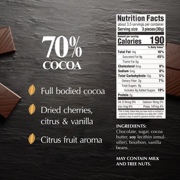 Kẹo Socola Đen Lindt Excellence 70% Cocoa Dark Chocolate Bar – Hộp 3.5 Oz