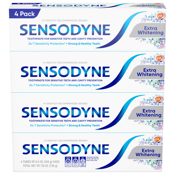 Kem Đánh Răng Làm Trắng Chuyên Sâu Sensodyne Extra Whitening Toothpaste - 4 Tuýp X 184g