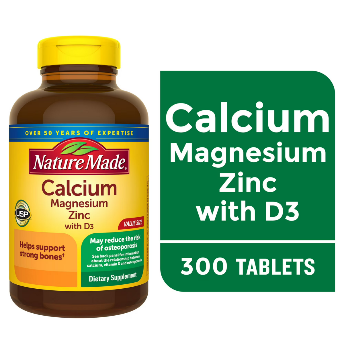 Viên Uống Nature Made Calcium Magnesium Zinc With Vitamin D – Hộp 300 Viên