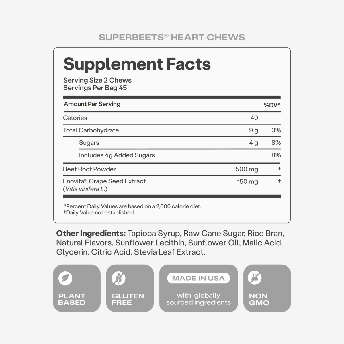 Kẹo Nhai Hỗ Trợ Tim Mạch HumanN SuperBeets Heart Chews – Hộp 90 Viên
