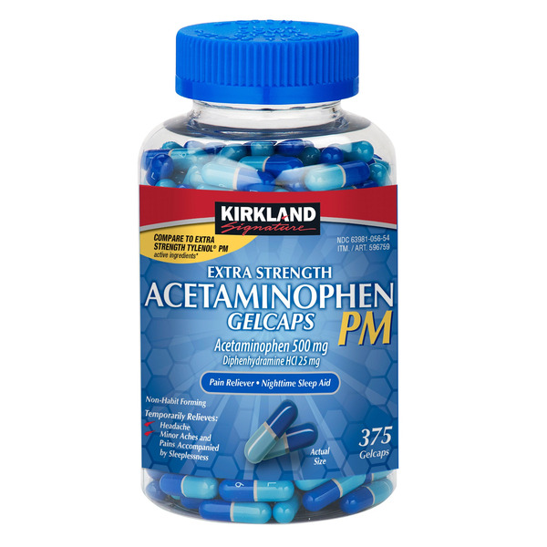 Viên Uống Giảm Đau Hỗ Trợ Giấc Ngủ Kirkland Signature Acetaminophen PM – Hộp 375 Viên
