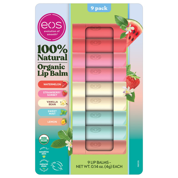Son Dưỡng Môi Hữu Cơ EOS Natural USDA Organic Lip Balm – Set 9 Thỏi