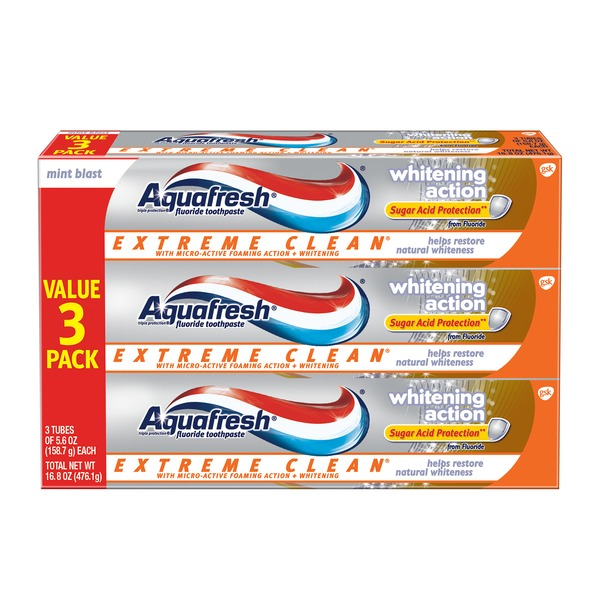 Kem Đánh Răng Aquafresh Extreme Clean Whitening Toothpaste – Set 3 Tuýp x 5.6 Oz
