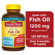 Viên Uống Dầu Cá Omega-3 Nature Made Burp Less Omega-3 Fish Oil 1200mg – Hộp 125 Viên