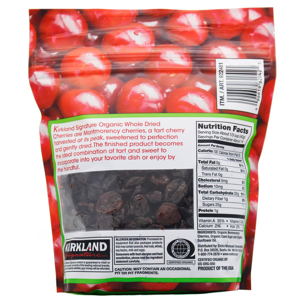 Túi Cherry Anh Đào Sấy Khô Kirkland Signature Organic Dried Tart Montmorency Cherries – Túi 20 Oz 