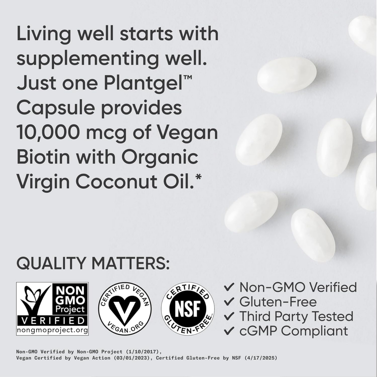 Viên Uống Biotin Sports Research Biotin 10,000mcg với Dầu Dừa Hữu Cơ – Hộp 120 Viên