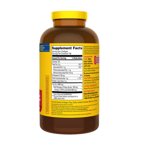 Viên Uống Dầu Cá Omega 3 Nature Made Fish Oil 2400 mg (720 mg Omega-3) – Hộp 300 Viên