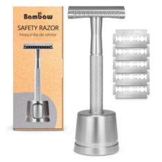 Dao Cạo Râu An Toàn Bambaw Double Edge Safety Razor Kèm Đế Đỡ – Bộ 1 Dao + 5 Lưỡi Dao Cạo