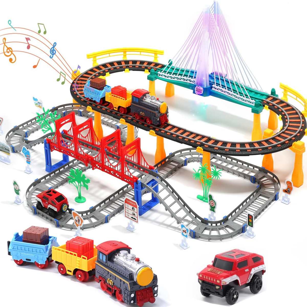 Bộ Đồ Chơi Tàu Hỏa Điện HOLYFUN Railway Train Track Playset – Bộ 113 Chi Tiết