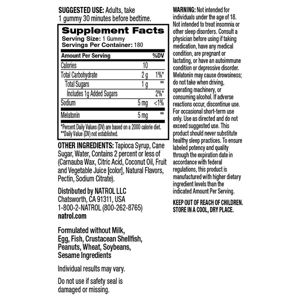 Kẹo Dẻo Hỗ Trợ Giấc Ngủ Natrol Melatonin 5mg – Hộp 180 Viên